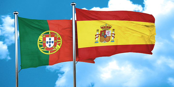 Spanish and Portuguese flags